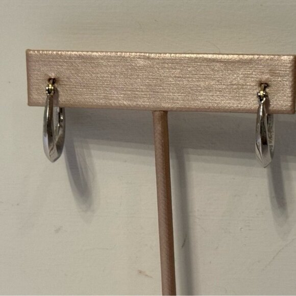 EARRINGS HINGED HOOP STERLING SILVER 925 2.3 g - Picture 2 of 7